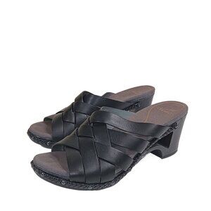 Dansko Tory Wedge Sandals Womens 11 EU 41 Black Woven Leather Comfort Mule Clogs